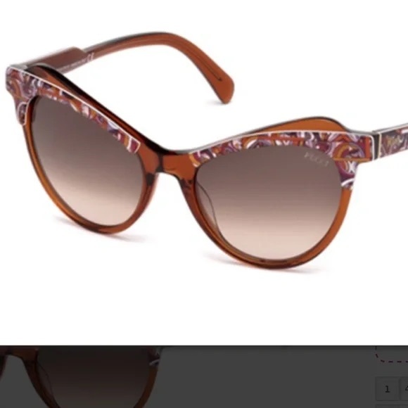 Emilio Pucci Paisley Brown Cat-Eye Sunglasses - Picture 1 of 6